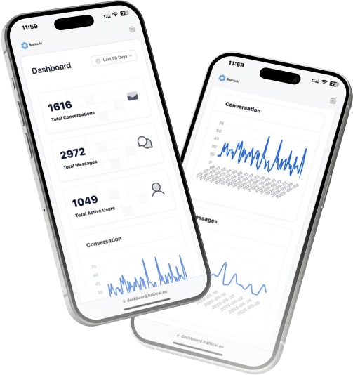 BalticAI dashboard shown on two phones